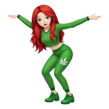  lady twerking with long red hair and green 420 outfit sticker