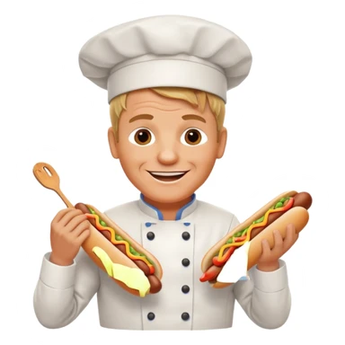 gordon ramsay hold a hotdog, happy smile sticker