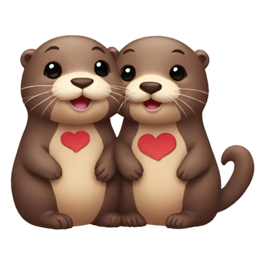 otter couple love with heart sticker