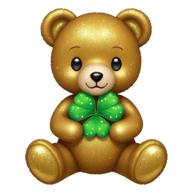 Glitter Teddy with four-leaf clover sticker
