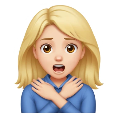 Girl crossing arms holding neck screaming  sticker