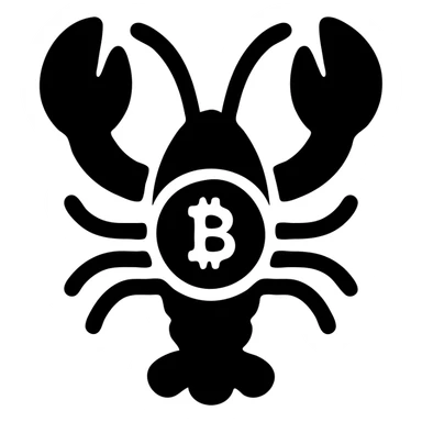 lobster holding a bitcoin sticker