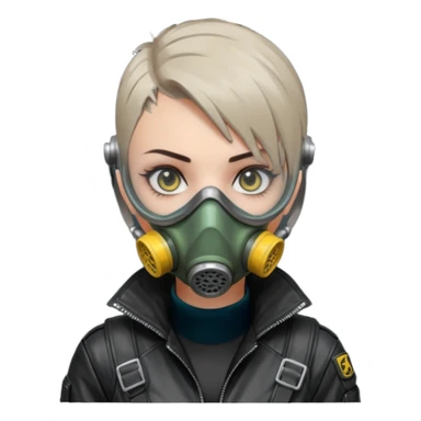 cyberpunk gasmask girl programmer buzzcut sticker