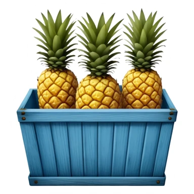 pineapples in a blue wooden container sticker
