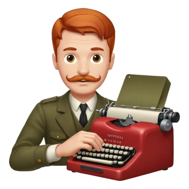 moustache redhead man with vintage typewriter sticker
