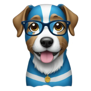 blue striped dog with glasses sticker