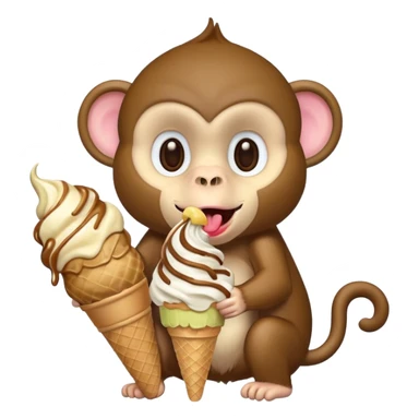 a monkey with an ice cream cone coming out of its mouth sticker