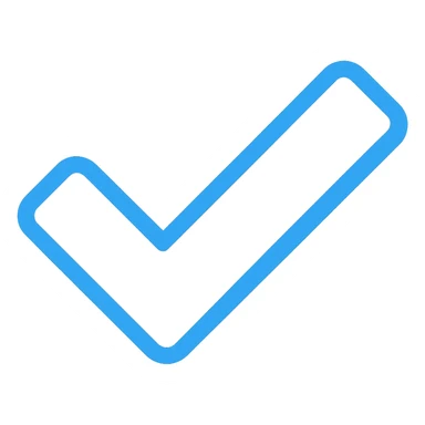 Change the checkmark to white while keeping the blue outline in a simple modern color outline style with no background. sticker