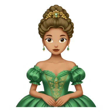 model wearing a green rococo gown sticker