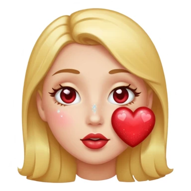 kissy face heart love sparkle sticker