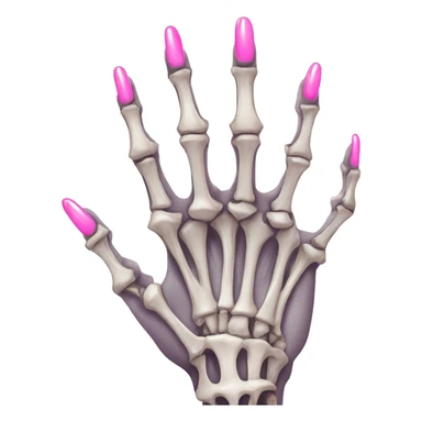 Pretty skeleton 5 fingers hand with pink nails manicure girly design but stylish minimalistic sticker