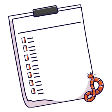 long curling to-do list paper looping up and down like a snake with tiny checkboxes fading into distance sticker