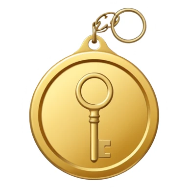a gold medal with a key engraved on it sticker