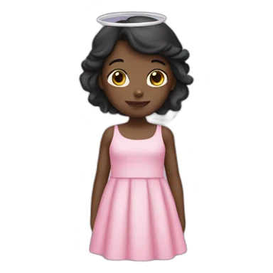 girl no face wearing pink dress and angel wings sticker