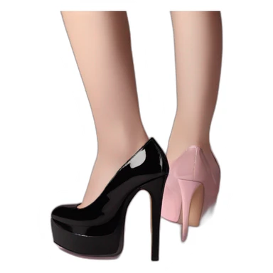 One view back Black Patent Leather Daffodile Platform Heels sticker