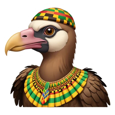 Vulture wearing a kente kufi  sticker