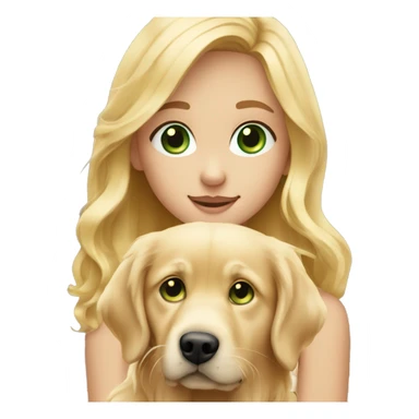 Blonde green eyed girl holdin golden retriever  sticker
