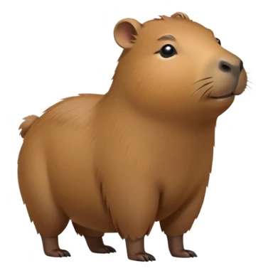 cinematic-capybara-realistic-full-body-on-standing-emoji,-plump-and-relaxed-body-soaking-in-the-warm-sun,-short-brown-fur-slightly-ruffled,-head-tilted-dramatically,-calm-expressive-eyes-exuding-serene-wisdom,-simplified-yet-realistic sticker