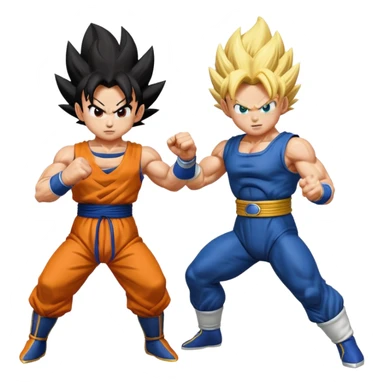 Goku and Vegeta in white backround sticker