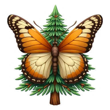 A Douglas fir tree protecting a butterfly sticker