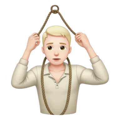 A man hanging himself with a rope by his neck dead full head sticker