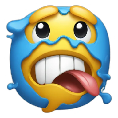 Emoji sacando la lengua pintada de azul sticker