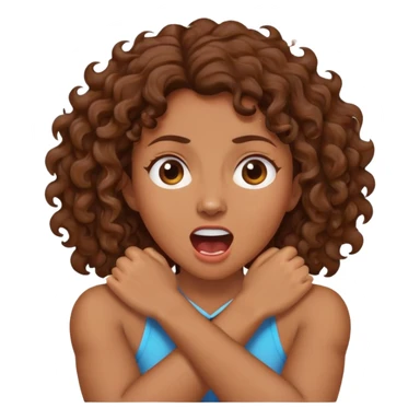 Brown curly crossed arms grabbing her neck screaming  sticker