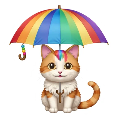 Cat with rainbow umbrella sticker