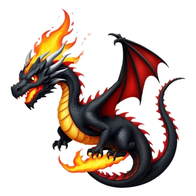 Black dragon breathing fire sticker