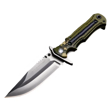 military tactical bushcraft knife with NATO olive handle sticker