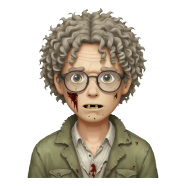 Hombre zombie pelo rizado y gafas sticker