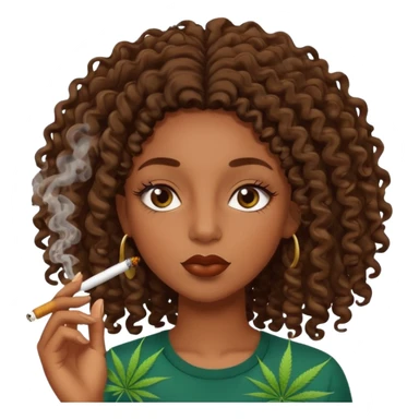 Black girl with eyelashes and curly hair smoking weed  sticker