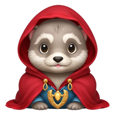 baby grey otter, in magic red cloak sticker
