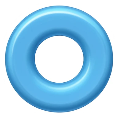 blue ringed-shaped candy with oval inside sticker