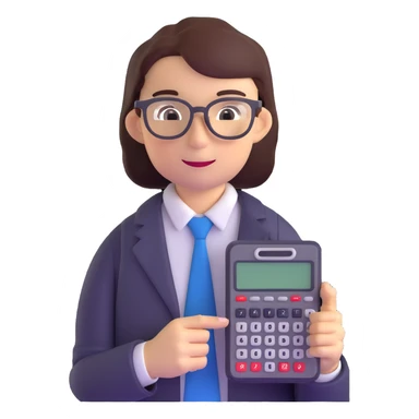 accountant with glasses and calculator sticker