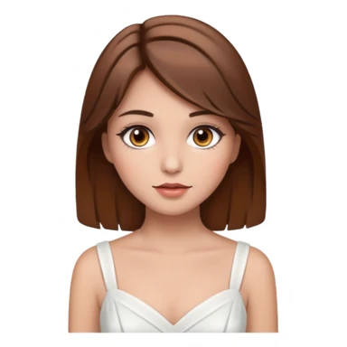 Girl brown hair brown eyes make up and white dress sticker