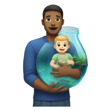 Man with baby in aquarium sticker