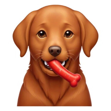 red Labrador dog with a red bone in mouth sticker