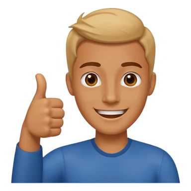 Buat gambar aw shucks yg sedang senang dan berikan jempol sticker