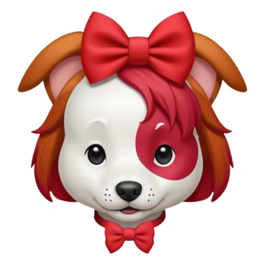 very red haired white dog with a bow on hair sticker