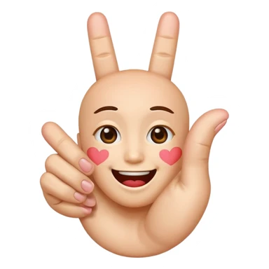 A Smiling Face with Smiling Eyes emoji with a hand korean finger heart emoji that has the middle finger sticking out sticker