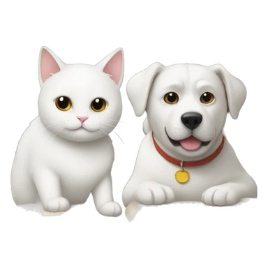 white cat and dog reading books together  sticker