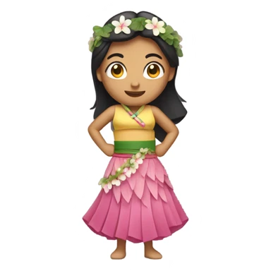 Asian woman in hula skirt sticker