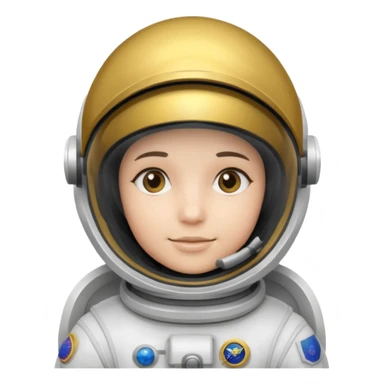 Astronaut in white EVA suit with gold visor helmet sticker