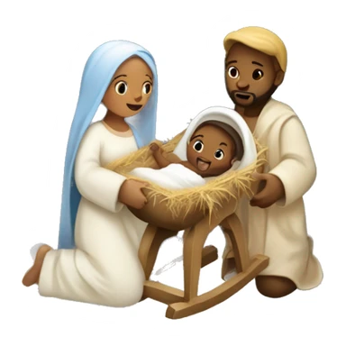 Nativity scene, baby on a manger, Mary and Joseph sticker