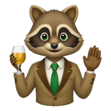 waiter racoon green tie sticker