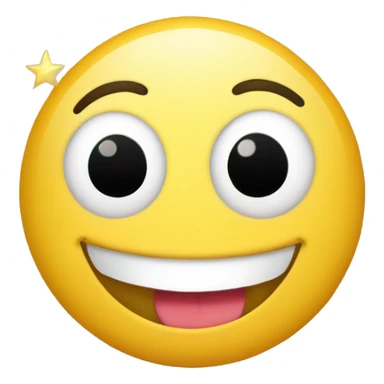 A smiling emoji with star-shaped eyes. The emoji is predominantly yellow, with a broad smile and a white, curved line representing its tongue. The stars for the eyes are shiny and golden, giving the emoji a playful and enchanting appearance. sticker
