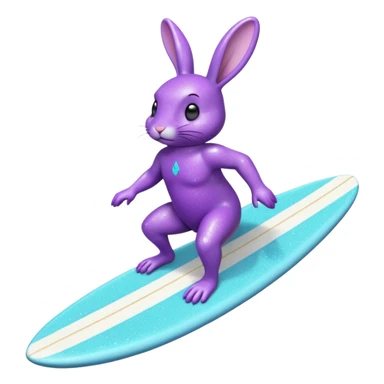 glitter purple cian bunny surf sticker