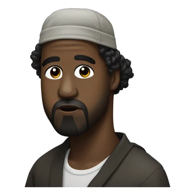 Kanye West with a yarmulke and curls sticker