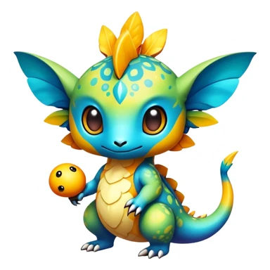Exotic colorful chibi Fakémon-creature with random markings sticker